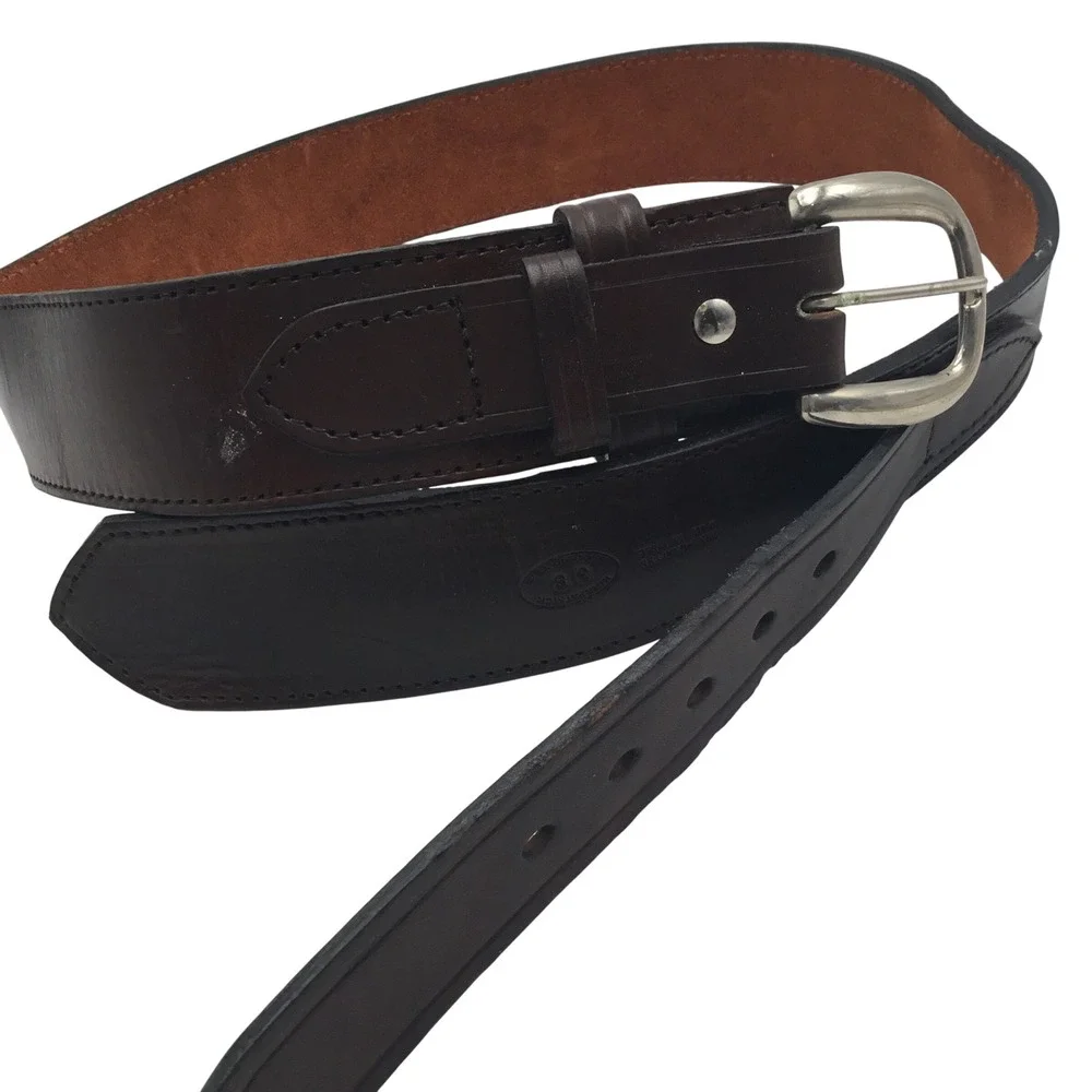 Kirkpatrick Leather Brown Handcrafted Belt Made in USA Size 38 Western Work Belt